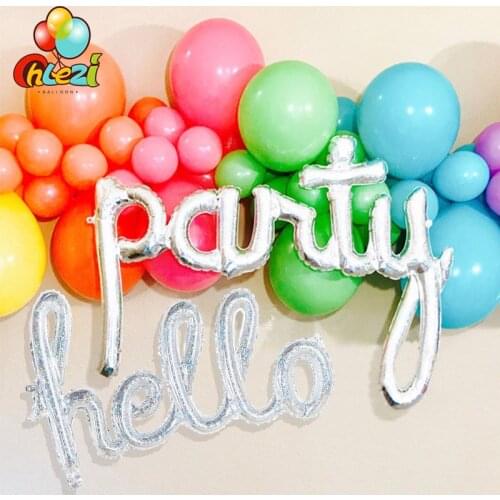 Hello party connection Letter foil balloon birthday party decoration supplies Laser silver pink Valentines Day Wedding balloon