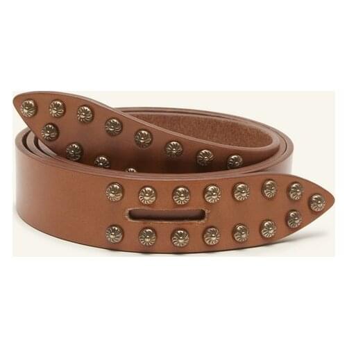 Women Belts 2020 Autumn and Winter New Brown Fashion Rivet Decorated Sheep Leather Belt Women