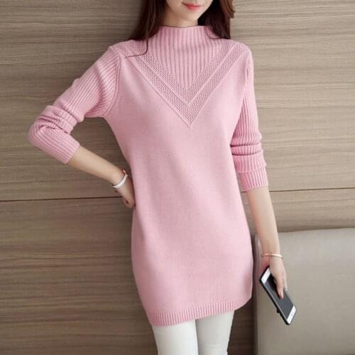 Women Half Turtleneck Sweaters Fashion Long Sleeve Sweaters Jumper Autumn Winter Female Solid Slim Bottoming Mid-length Pullover