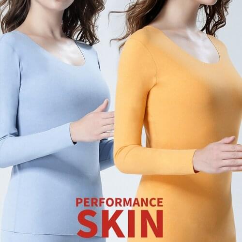 Women Thermal Underwear Sexy Long Johns Winter Seamless Thermal Underwear Set Cationic Double-Sided Fleece Warm Thermos Clothing