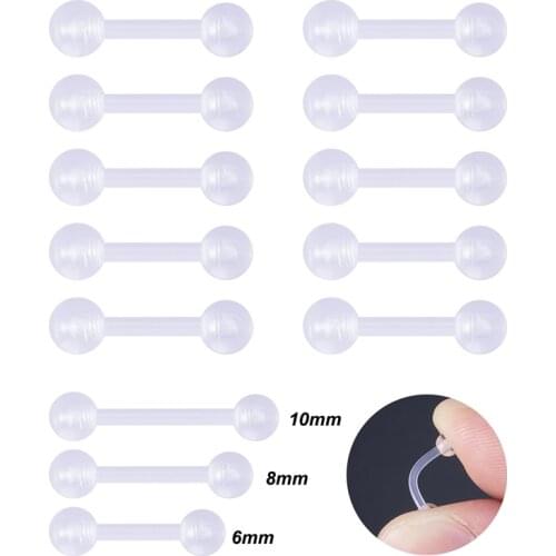 10PCS Clear Acrylic Cartilage Earring Stud 16G Bioflex Tragus Retainer Lip Rings Studs Labret Monroe Ear Helix Earring 6/8/10mm