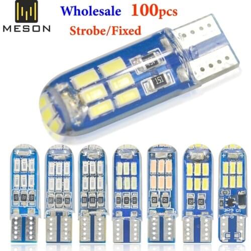 10Pcs Car T10 Led W5W 194 led T10 silicone Strobe Light 15led 3014 Canbus Clearance Reading License Plate Lamp Door Dome Light