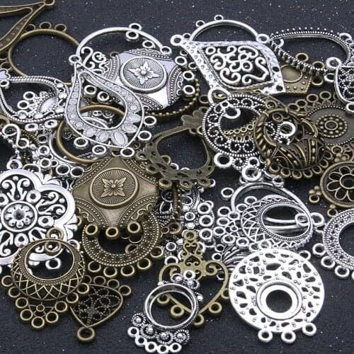 Random 10Pcs Mix Size 2 Color Porous Connector Handmaden Pendants For DIY Necklace Earrings Jewelry Making