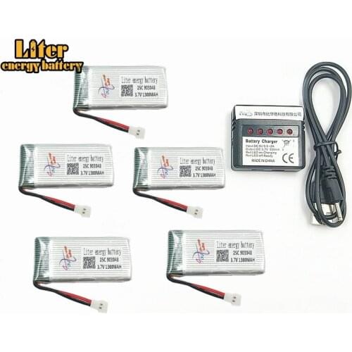 1300mAh 3.7V 903048 25c LiPo Battery + USB Plug AC Charger forX5SW X5SC X5 X5C RC Drone Quadcopter Spare Battery Parts