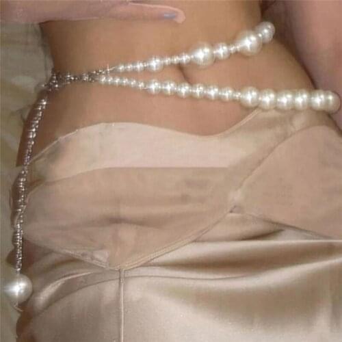 2021 bikini handmade sexy imitation pearl body chain bra Necklace womens body jewelry fashion pearl bra bra top chain
