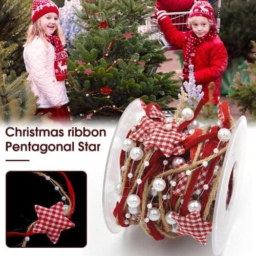 5M Christmas Handmade Pentagonal Star Chain Ribbon Gift Wrapping DIY Christmas Tree Decoration Pentagram Ribbon