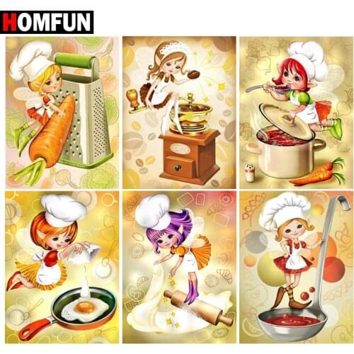 HOMFUN Diamond Painting Cross Stitch "Cartoons Chef Elf" 5D DIY Diamond Embroidery Full Square/round Rhinestone Of Picture