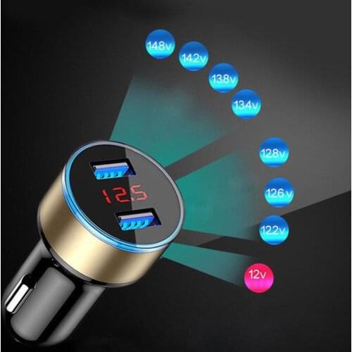 USB Car Charger 3.1A 12V 24V LCD Display Cigarette Lighter Adapter 2 Port For iPhone Samsung Socket Power dual Car Electronic