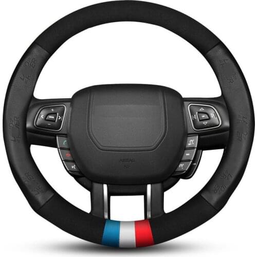 Suede Cow Leather Car Steering Wheel Cover Fit Land Rover Freelander Defender Discovery 3 Range Rover Evoque Auto Accesorios