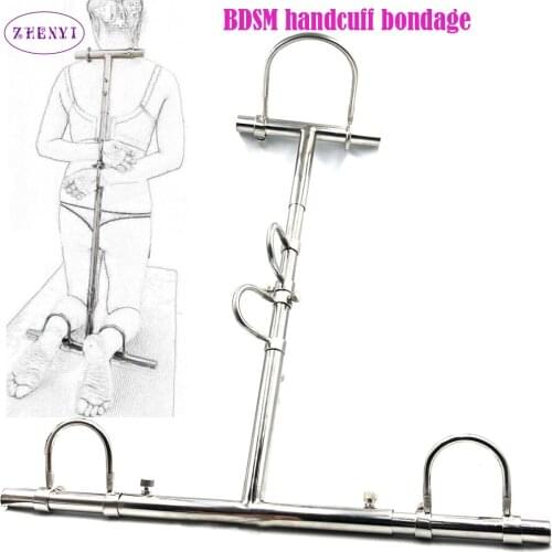 BDSM Multifunctional Adjustable Bondage Kneeling Torture Resrtraints Device Collar Wrist Handcuffs Ankle Cuffs Sex Toys