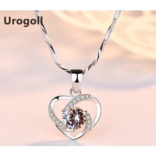 Brand New Fine Jewelry Solid 925 Sterling Silver Heart Pendant Necklaces For Women Party Jewelry AAA Zirconia Pendant Necklace