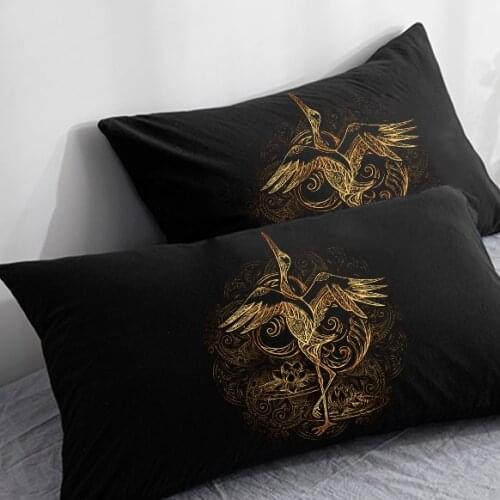 Custom Pillow Case Pillowcase 50x70 50x75 50x80 70x70 Decorative Pillow Cover crane on Black Bedding Drop Shipping