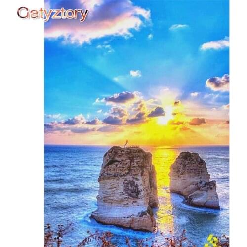 GATYZTORY Diy Painting By Numbers Seascape 60x75cm Paint By Numbers On Canvas Scenery Picture By Numbers Home Decor