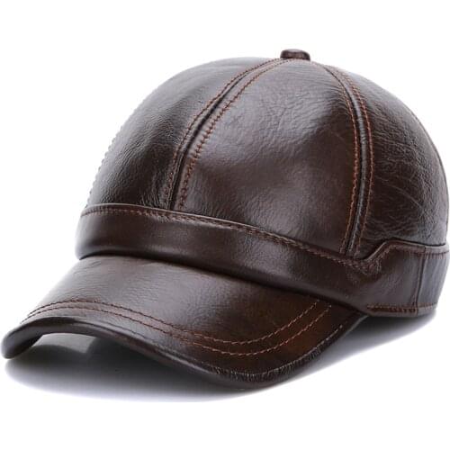 Free Shipping Genuine Cow Leather Hat Nature Real Leather Cap Fashion Men 2020 new high quality Military Hat