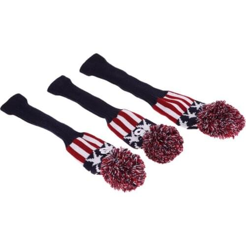 3pcs Golf Long Neck Headcover Knitting Wool Covers Hand Knit Golf Head Cover