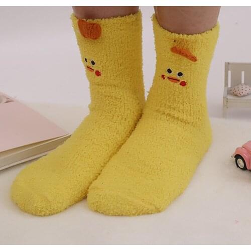 Cute Animal Design Deer Christmas socks Gift 3D Fluffy Coral Velvet Thick Warm Winter Socks For Women new Year gift Sox with Box