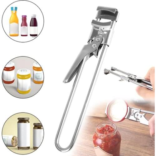Multifunctional Beer Bottle Opener Adjustable Can Opener Stainless Steel Manual Jar Lid Opener Gripper Kitchen supplies