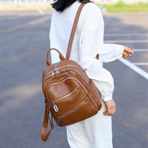 New Fashion Womens Retro Backpacks PU Waterproof Backpack For Girls Schoolbag Female Shoulder Travel Bag Women Backpack