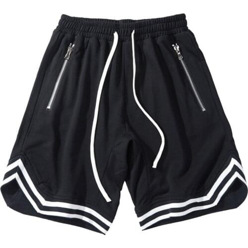 Mens Shorts Hip-Hop Cotton Summer Drawstring Mid-Waist Straight White Loose Casual Sports Pants Five-Point Breathable MA069