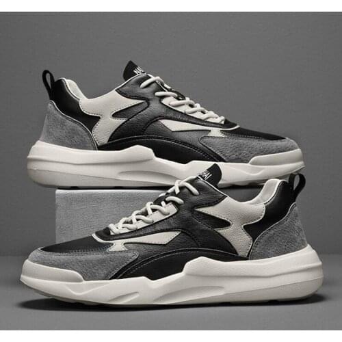 New Men Sneakers Patchwork All Seasons Genuine Leather Casual Sport Shoes Street Trend Platform Shoes Mens Luxury Loafers