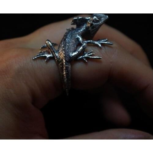 Mens Adjustable Lizard Rings Vintage Silver Color Animal Insect Ring Retro Finger Ring Punk Jewelry Wedding Rings Party Gifts
