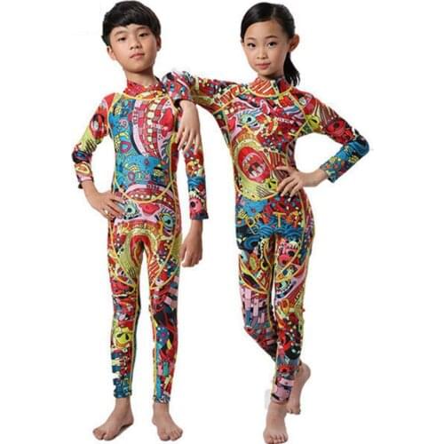 Printed Neoprene 0.5mm/2.5mm Winter Warm Kids Girls Boys Diving Suits Wetsuits One Pieces Rash Guards Snorkeling Back Zipper