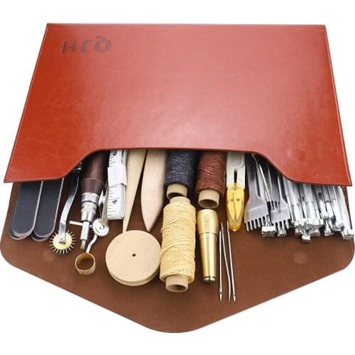 Professional Leather Craft Tools Hand Sewing Stitching Punch Carving Work Saddle Groover Kit DIY Leather tool set