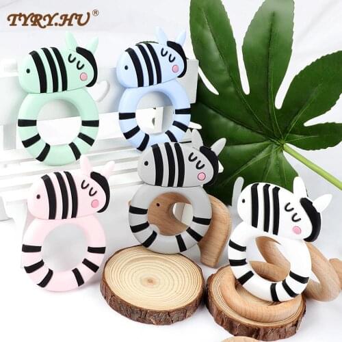 5 PC Baby Silicone Teether Animal Shape Cartoon Teething Toys for DIY Pacifier Chain BPA FREE Silicone Teething Chewable Gift