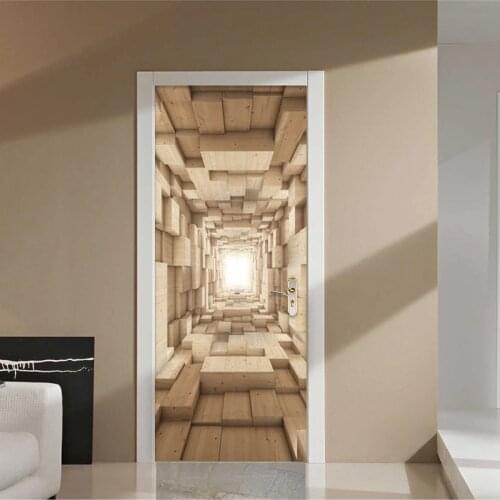 PVC Self-Adhesive Waterproof Door Sticker Modern Spatial Expansion Fashion Murals Wallpaper Living Room Bedroom Papel De Parede