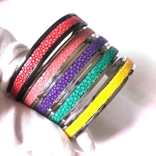 Luxury Stingray Femme Stainless Steel C Shape Bracelet Men Fashion Leather Brangle For Best Watch Accessory