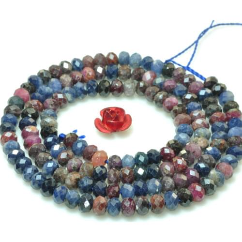 Ruby roundel faceted 4*6mm 14" for DIY jewelry making loose beads FPPJ wholesale beads nature gemstone