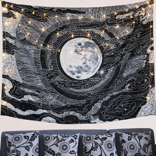 Seven Stars Moon and Star Tapestry macrame wall hanging Psychedelic Mountain mandala tapestry boho decor hippie wall carpet