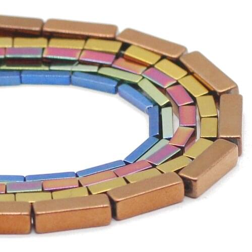 Blue,Gold Rectangle Cuboid Square 4/6/9MM Natural Stone Hematite Spacer Loose Beads For Jewelry Making DIY Bracelet Accessories