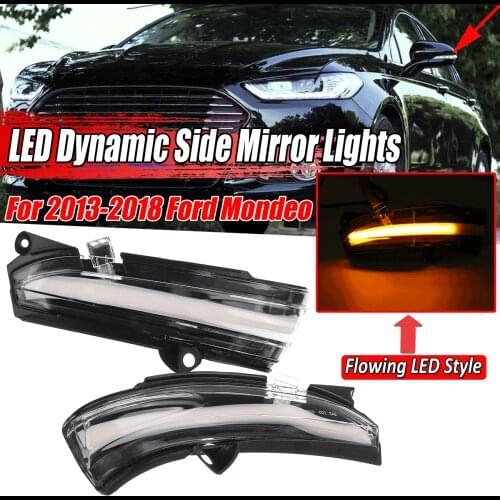 2pcs Flowing Turn Signal Light LED Side Wing Rearview Mirror Dynamic Indicator Blinker For Ford For Mondeo For Fusion 2013-2018