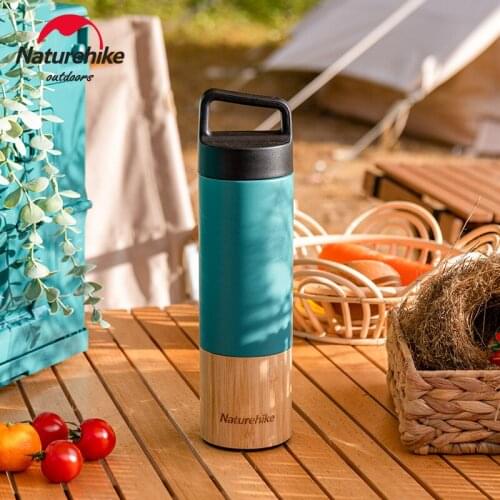 Naturehike Kuwo Handle Bamboo Vacuum Flask 304 Stainless Steel Sport Bottle 2020 New