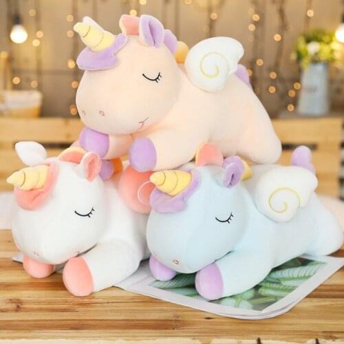 Ins Creative Rainbow Candy Color Unicorn Doll Plush Kids Toys Soft Hold Pillow Dreamy Magic Wings Stuffed Cartoon Animal Doll