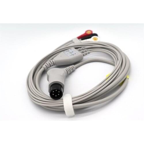Universal 6-pin 3-lead ECG lead wire cable for ECG monitor 6-pin 3-lead ECG cable