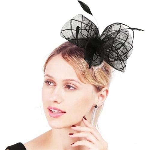 Vintage Crinoline Fascinator Hair Accessory Fancy Feather Bridal Mesh Race Show Headwear With Headbands Millinery Cocktail Hats