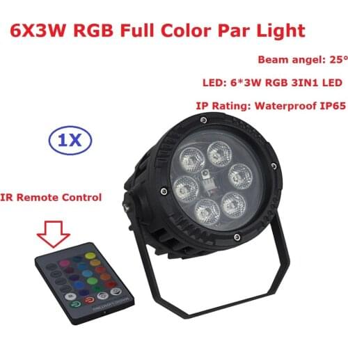 EU US Plug Superior Waterproof Par Lights 6X3W RGB Full Color LED Par Light With Remote Control For Party Wedding Christmas
