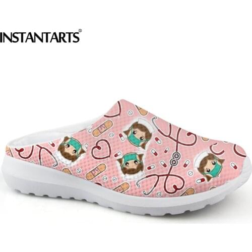 INSTANTARTS Hospital Surgical Medical Brand Design Summer Slipper Women Doctor Nurse Shoes Casual Mesh Sandals Zapatos Mujer