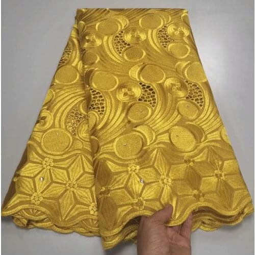 Gold African Cotton Lace Fabric High Quality Swiss Voile Cloth In Switzerland Dubai Suisse Coton Material For Sewing 2021 YC16