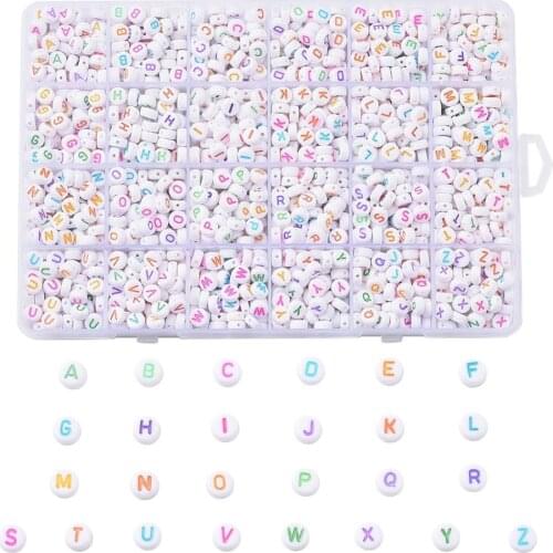 1Box Alphabet Letter Acrylic Beads Flat Round/Cube Shape Letter A~Z Loose Beads Spacer For Jewelry Making Bracelet Necklace