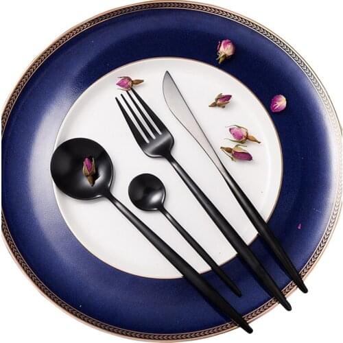 4pcs/set Black Dinnerware set Steak Knife Fork Dinner Set Restaurant Cutlery Christmas Gift Kitchen Flatware Tableware set NEW