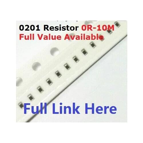 Free Ship 500pcs SMD Chip Resistor 0201 10K ohm 5% 0R~10M 1/2W 10R 100R 220R 330R 470 ohm 1K 2.2K 10K 100K 0R 1R .5/6/7/8/9/R/K