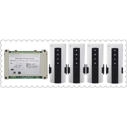 AC220V 380V 4CH 30A 4CH RF Wireless Remote Control Relay Switch Receiver Security System Garage Doors , motor+4*transmitter