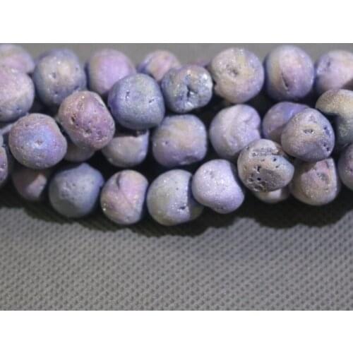 2018 New Fashion 8/10/12mm Natural 6 stone Metallic Titanium Coated Bead Druzy Agates Necklace DIY Jewelry Making Accessories