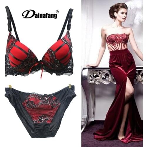 2016 Free Shipping bras for Womens Sexy Lingerie Underwear Satin Lace Embroidery Bralette Splice Brassiere Sets soutien gorge