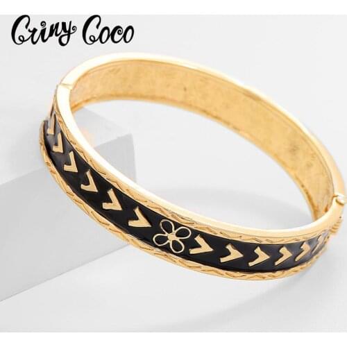 Cring Coco Fashion Bracelets Original Design Hawaiian Polynesian Bracelet Bangle for Women Trendy New Black Enamel Gold Color