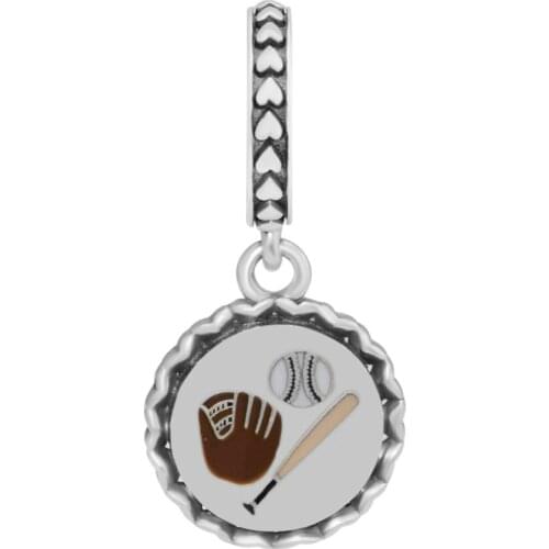 DIY Beads baseball Dangle Charm Mixed Enamel Silver Beads For Jewelry Making Fits Snake Chain Bracelets