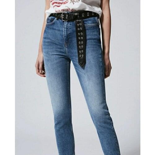 Rivet Belt Jeans Two-wear Belt Detachable Small Straight Classic All-match Super Soft Trousers